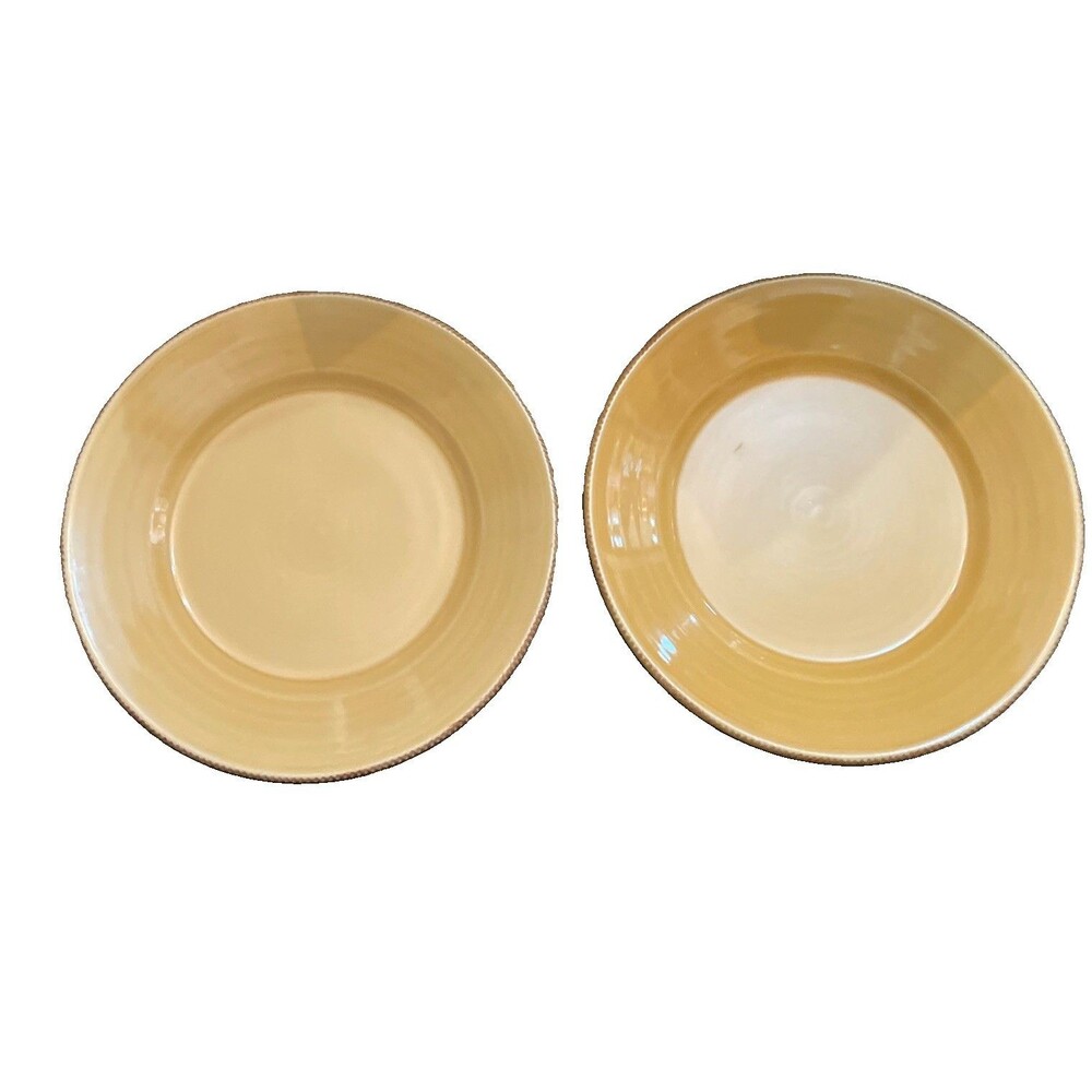 Ceramic Pottery Barn Gabriella Set of 2 Dinner Plates Portugal Amber/Yellow